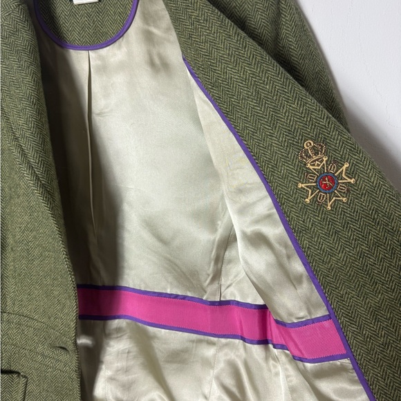 J. Crew SZ 4 green tweed wool blazer jacket - Picture 5 of 5